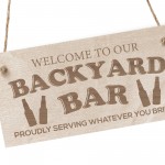 Funny Backyard Bar Sign Plaque Wood Engraved Sign Wall Door Sign
