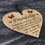 FRIENDSHIP GIFT Wood Engraved Heart Best Friend Birthday Xmas