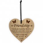 FRIENDSHIP GIFT Wood Engraved Heart Best Friend Birthday Xmas