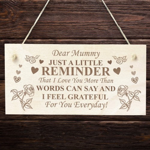 Mummy Gifts I Love You Engraved Wood Sign Mummy Birthday Xmas