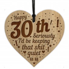 Funny 30th Birthday Card Engraved Heart 30th Birthday Gift