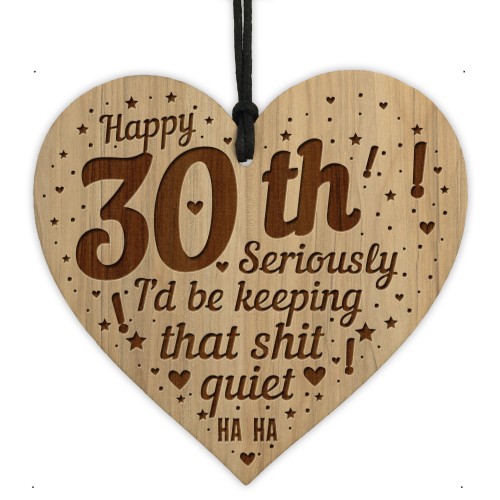 Funny 30th Birthday Card Engraved Heart 30th Birthday Gift