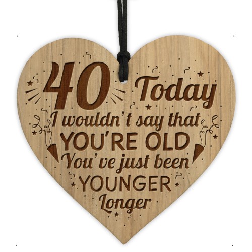 Funny 40th Birthday Gift For Him Her Shabby Chic Engraved Heart