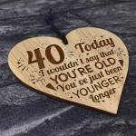 Funny 40th Birthday Gift For Him Her Shabby Chic Engraved Heart