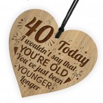 Funny 40th Birthday Gift For Him Her Shabby Chic Engraved Heart