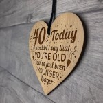 Funny 40th Birthday Gift For Him Her Shabby Chic Engraved Heart