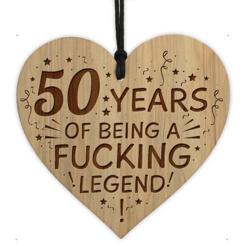 Funny 50th Birthday Gift For Him LEGEND Engraved Heart Dad Uncle