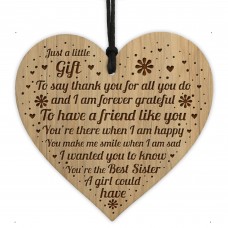Best Friend Sister Gifts Engraved Heart Birthday Christmas Gift