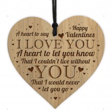 Valentines Gift For Him Her I LOVE YOU Engraved Heart Husband
