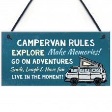 Campervan Rules Sign Hanging Door Plaque Caravan Sign Holiday