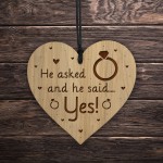 He Asked And He Said Yes Engagement Gift For Him Engraved Heart