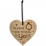 He Asked And He Said Yes Engagement Gift For Him Engraved Heart
