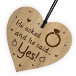 He Asked And He Said Yes Engagement Gift For Him Engraved Heart