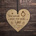 Personalised Engagement Gift For Her Engraved Heart She Asked