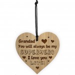 Grandad Gift Birthday Christmas Superhero Engraved Heart Gift