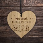 Personalised Teacher Gifts Wooden Engraved Heart Thank You Gifts