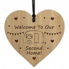 Caravan Sign Engraved Heart Second Home Friendship Sign