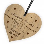 Caravan Sign Engraved Heart Second Home Friendship Sign