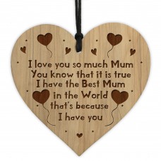 Mum Gifts For Birthday Engraved Wood Heart Gift For Mum