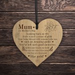 Mum Treasured Like Gold Cute Mothers Day Hanging Heart