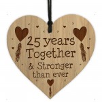 25th Anniversary Gifts Engraved Heart Husband Wife Anniversary
