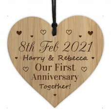 Personalised 1st Anniversary Gift Engraved Heart Gift For Him