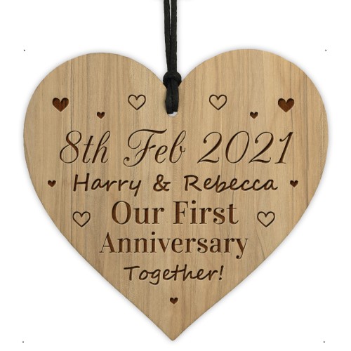Personalised 1st Anniversary Gift Engraved Heart Gift For Him