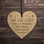 Personalised 1st Anniversary Gift Engraved Heart Gift For Him