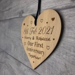 Personalised 1st Anniversary Gift Engraved Heart Gift For Him