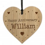 Happy Anniversary Gift For Him Her Engraved Heart Personalised