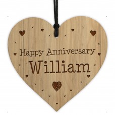 Happy Anniversary Gift For Him Her Engraved Heart Personalised