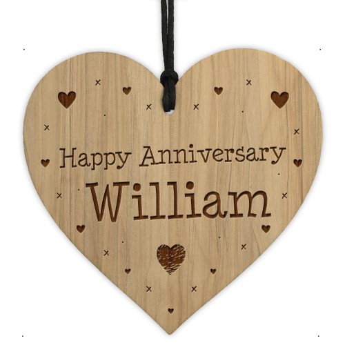 Happy Anniversary Gift For Him Her Engraved Heart Personalised