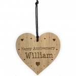 Happy Anniversary Gift For Him Her Engraved Heart Personalised