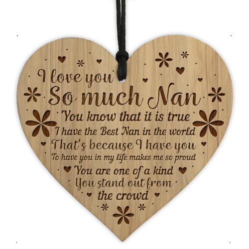 Nan Gifts Wooden Engraved Heart Nan Birthday Gift Christmas Gift
