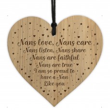 Beautiful Nan Gift For Birthday Christmas Engraved Heart