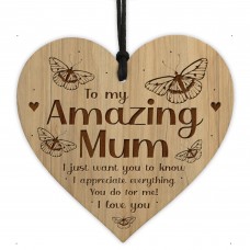 Gift For Amazing Mum Mothers Day Birthday Gift Wood Heart