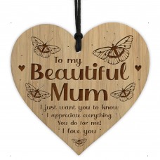 Mum Birthday Gifts BEAUTIFUL MUM Plaque Engraved Heart
