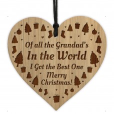 Christmas Gift For Grandad Hanging Wooden Heart Grandparent