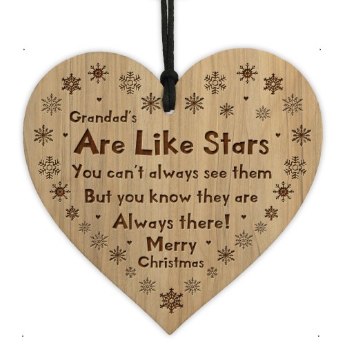 Grandad Christmas Wooden Heart Gift For Grandfather Gift