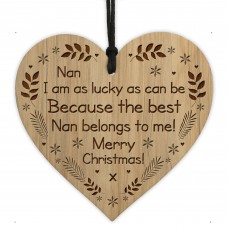 Christmas Gift For Nan Engraved Wood Hanging Heart Thank You