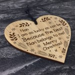 Christmas Gift For Nan Engraved Wood Hanging Heart Thank You