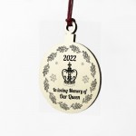 Queen Elizabeth II Plaque Hanging Wood Memorial Christmas Tree