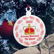 In Memory Of Queen Elizabeth ll Hanging Christmas Bauble 