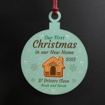 Personalised Christmas Bauble Tree Decoration Wood New Home Gift