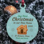 Personalised Christmas Bauble Tree Decoration Wood New Home Gift