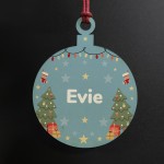 Babys First 1st Christmas Bauble Personalised Wood Decoration 