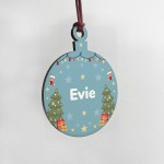 Babys First 1st Christmas Bauble Personalised Wood Decoration 