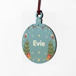 Babys First 1st Christmas Bauble Personalised Wood Decoration 