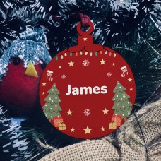 Persoanalised Any Name Christmas Bauble Wood Decoration 1st