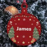 Persoanalised Any Name Christmas Bauble Wood Decoration 1st